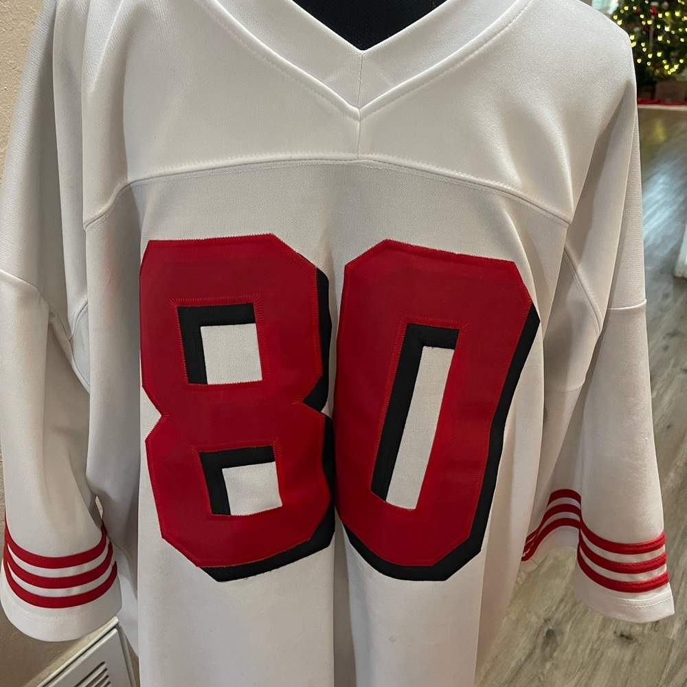 White and Red 49ers Jersey “Jerry Rice” #80. Men’s 4XL. A couple light spots
